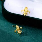 爆款 越南沙金耳钉潮流镶钻鸢尾花耳饰女气质久不掉色义乌饰品