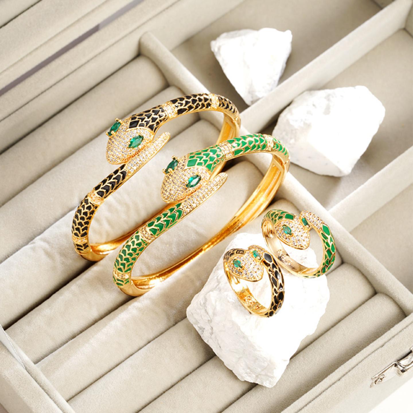 沙金镀18K蛇头轻奢手镯