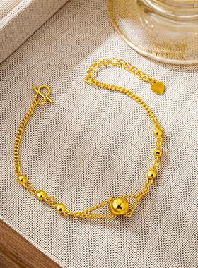 国潮越南沙金光珠双层手链