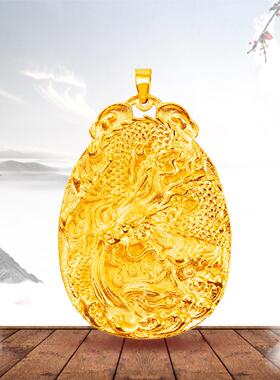 古法立体3D盘龙越南沙金吊坠仿