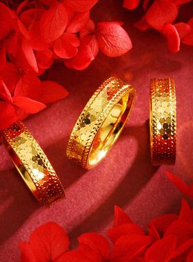 ins风沙金蜂巢戒指轻奢鱼鳞款