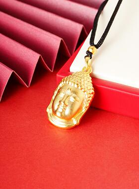 越南手工沙金佛头编织项链