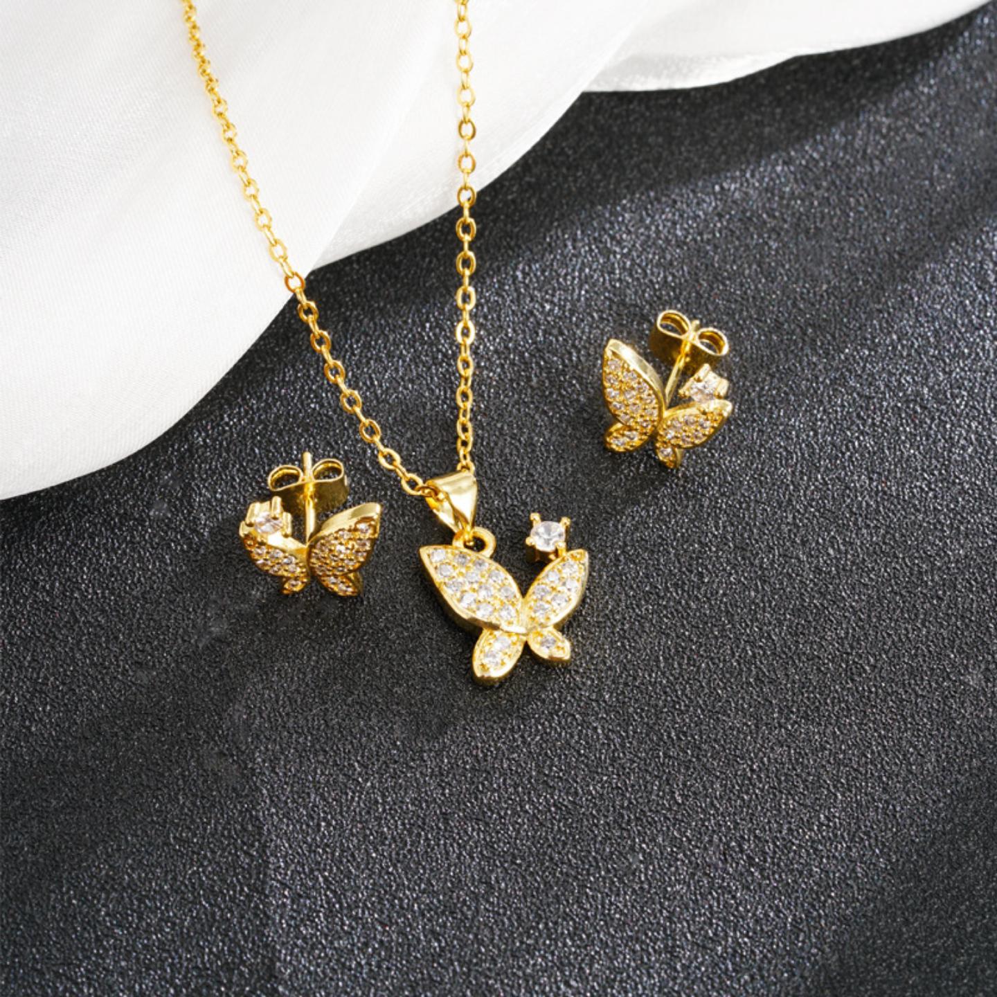 古法沙金满钻蝴蝶轻奢女饰