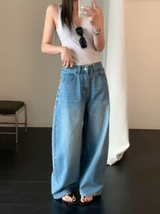 韩国AP时尚设计感宽松显瘦直筒裤休闲阔腿裤慵懒风垮裤长裤女6087