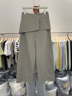 长裤 韩国3601时尚 阔腿裤 女天丝棉直筒工装 设计感真两件休闲屁帘裤