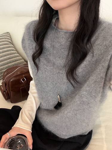 韩系简约卷边圆领软糯拉毛针织背心女2026秋季减龄坎肩温柔风上衣