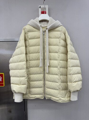 针织可拆卸连帽90白鹅绒羽绒服