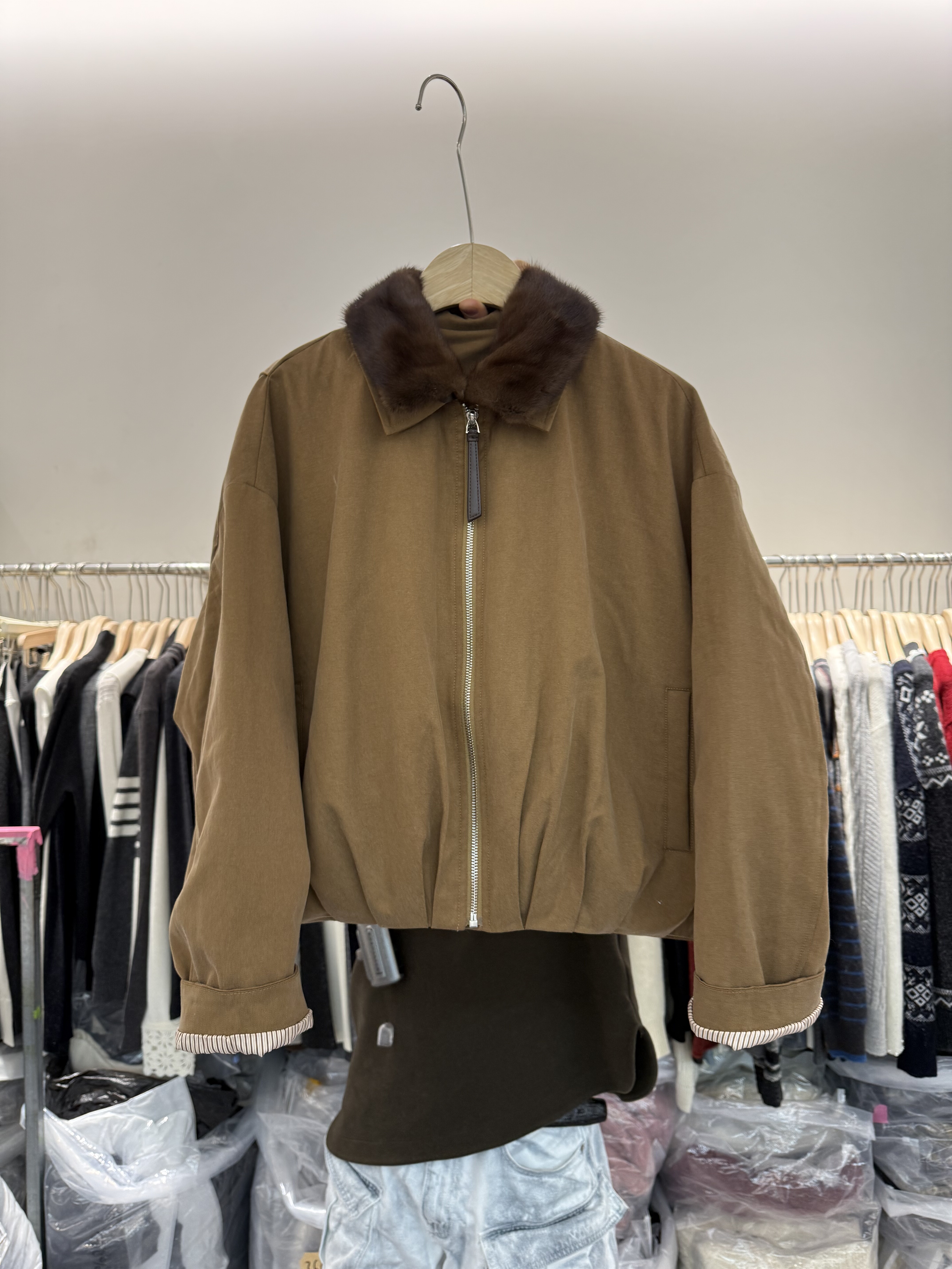 水貂毛皮领90鹅绒羽绒服皮草外套