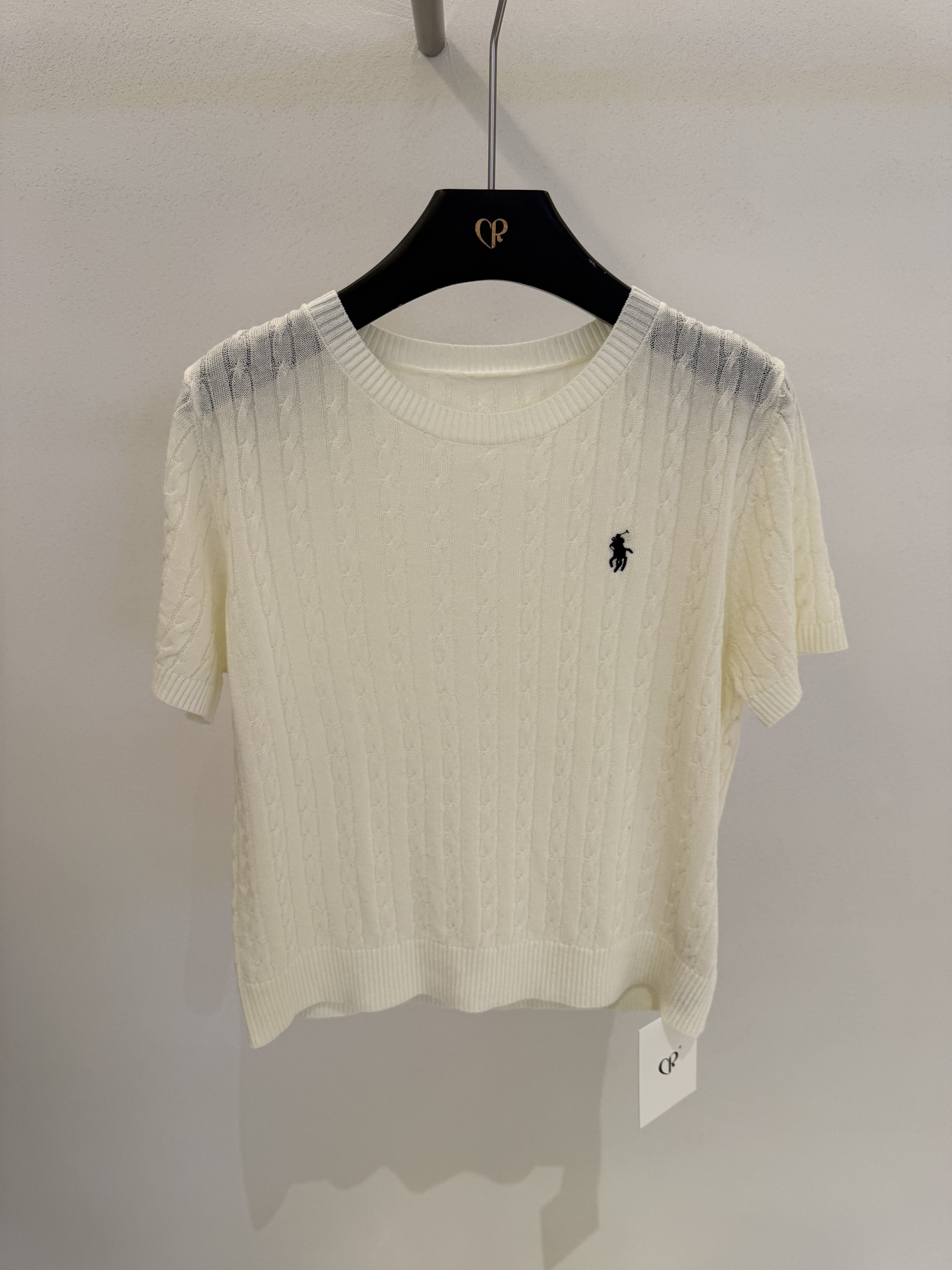 韩系时尚高级感经典麻花圆领套头天丝亚麻短袖细羊毛针织衫上衣女