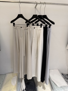 老钱风麻料西裤 女设计感宽松显瘦绑带高腰休闲褶皱垂感廓形阔腿裤