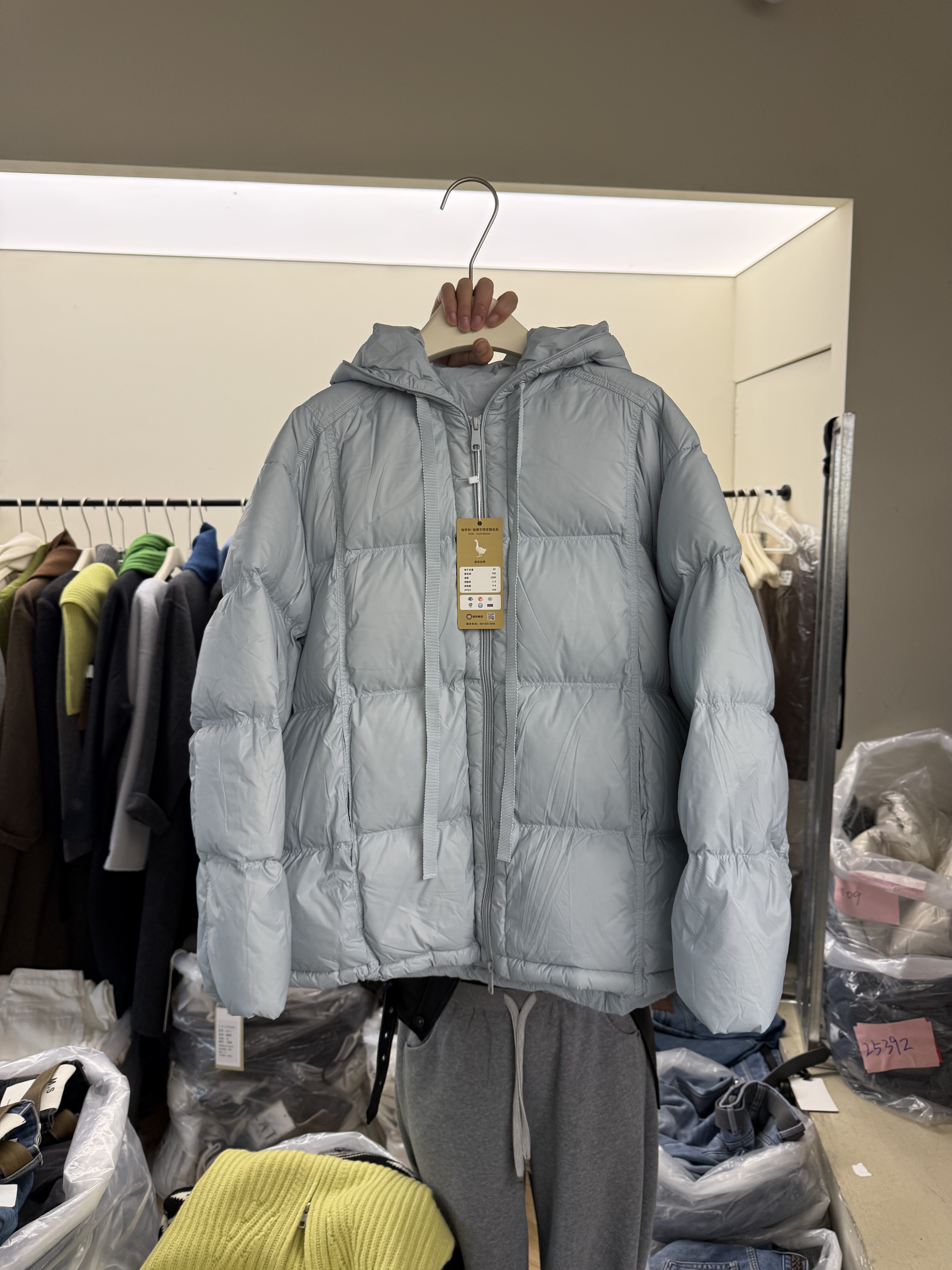 泡芙连帽长袖白鸭绒羽绒服面包服