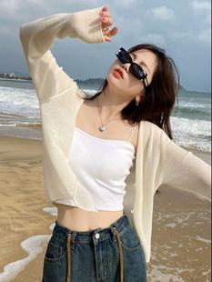 针织开衫外套女春秋薄款2024夏季新款吊带裙外搭冰丝防晒罩衫瘦身