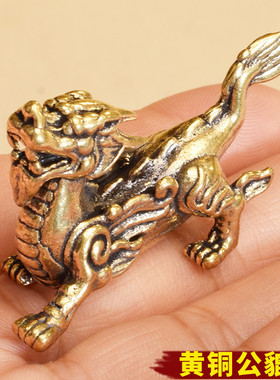 黄铜公母貔貅摆件工艺品家居招财店铺风水景区庙会地摊礼品