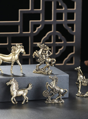 手工黄铜实心生肖马摆件马到功成家居办公桌面装饰礼品