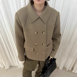 新款 小众短款 韩版 风高级感时尚 呢料双排扣外套女 chic工装 2025冬季