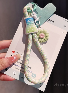 创意手机挂绳短款彩纹编织腕带ins原创个性户外运动手提链壳结实