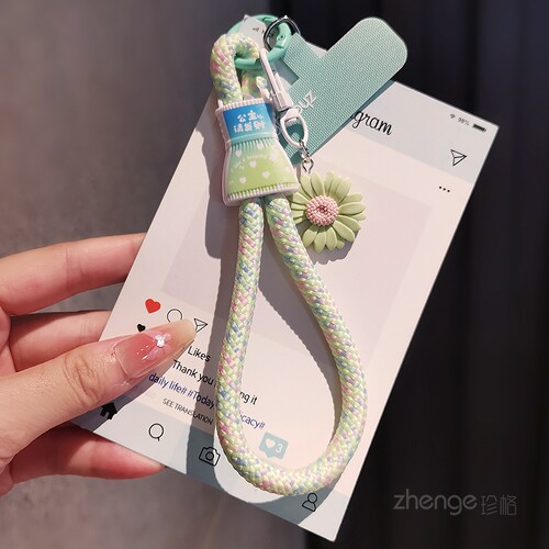 创意手机挂绳短款彩纹编织腕带