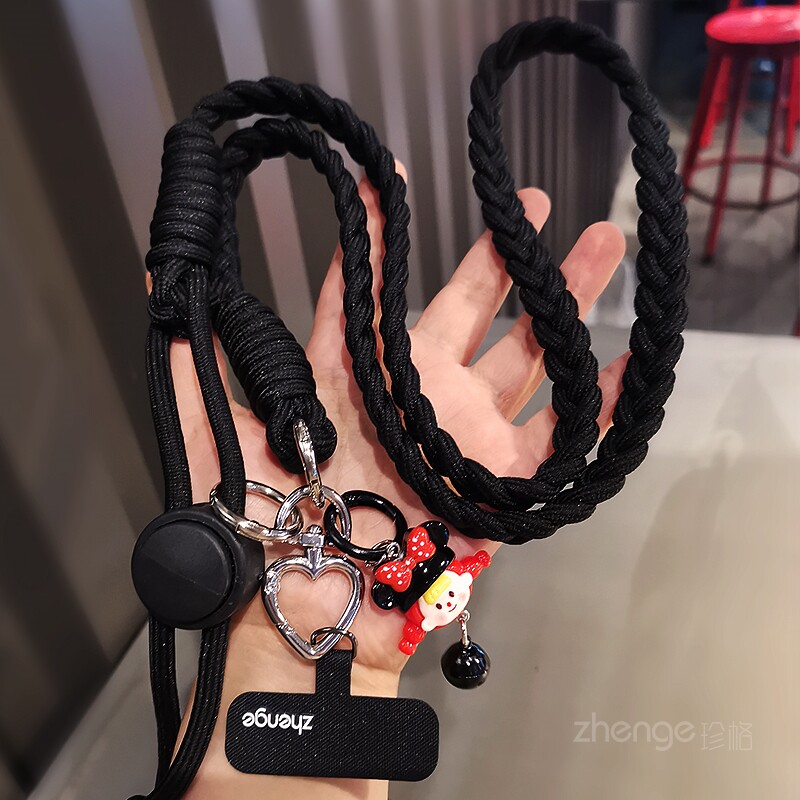 手机挂绳长款斜挎可背编织粗带