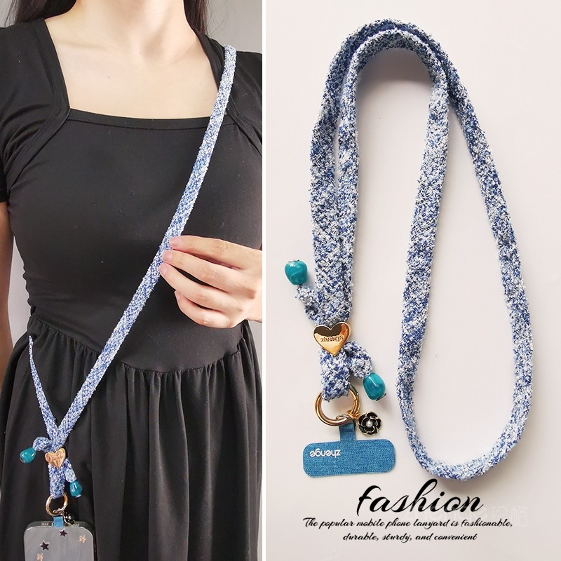 手机挂绳长款斜挎可背小香风