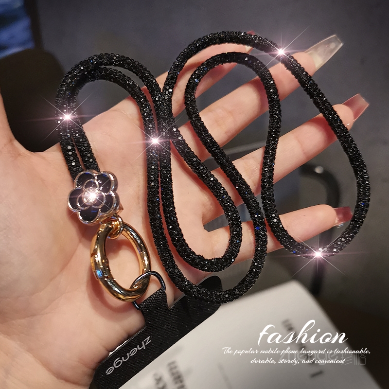 满钻手机挂绳长款挂脖链ins个性高级水钻挂链钥匙工牌吊绳壳结实