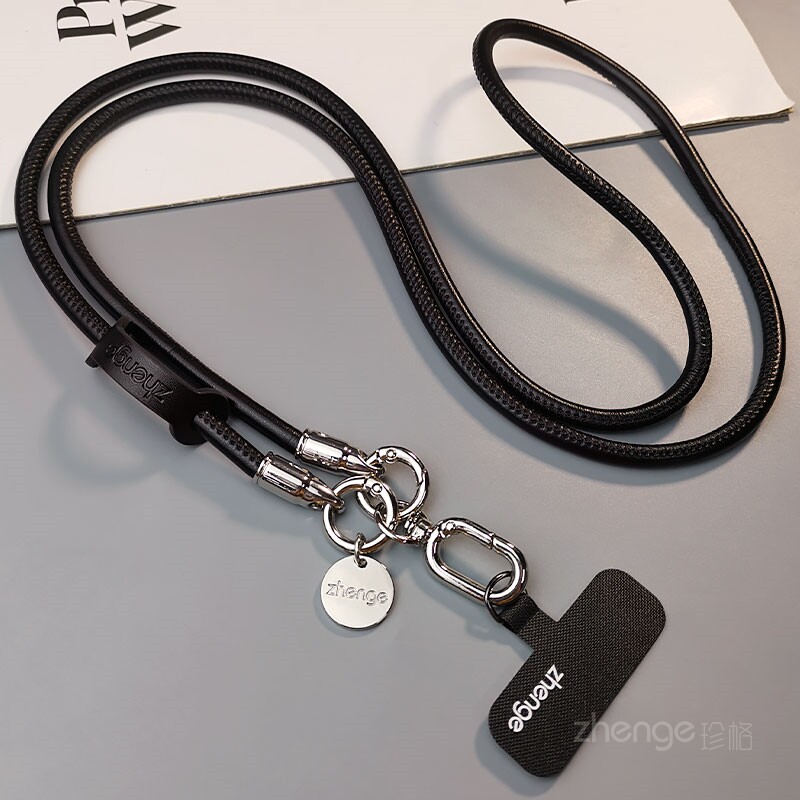 手机挂绳长款斜挎可背原创简约时尚高档皮质肩带户外旅游链壳结实