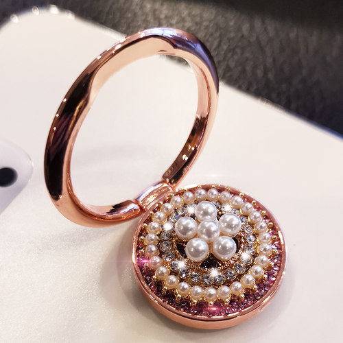 奢华珍珠镶钻手机指环扣支架