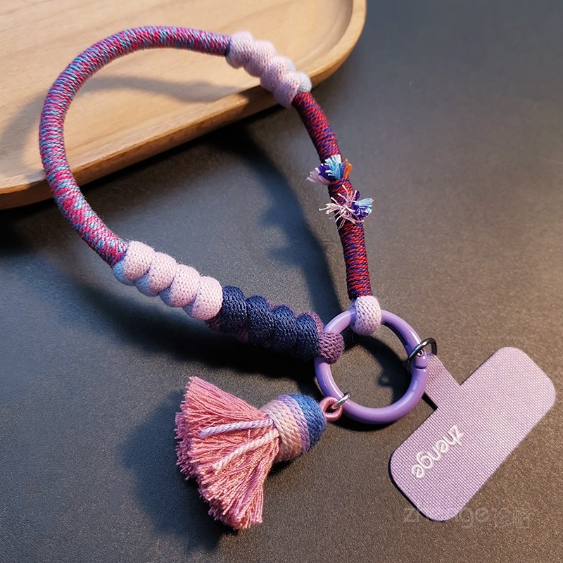 手机挂绳短款手腕绳复古民族风挂链个性高级感棉质编织手绳壳结实
