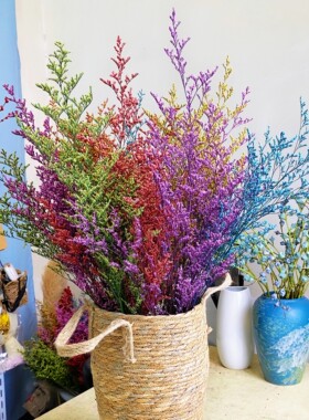 永生情人草真花干花紫色蓝色红色客厅装饰摆件美观插漂亮落地花瓶