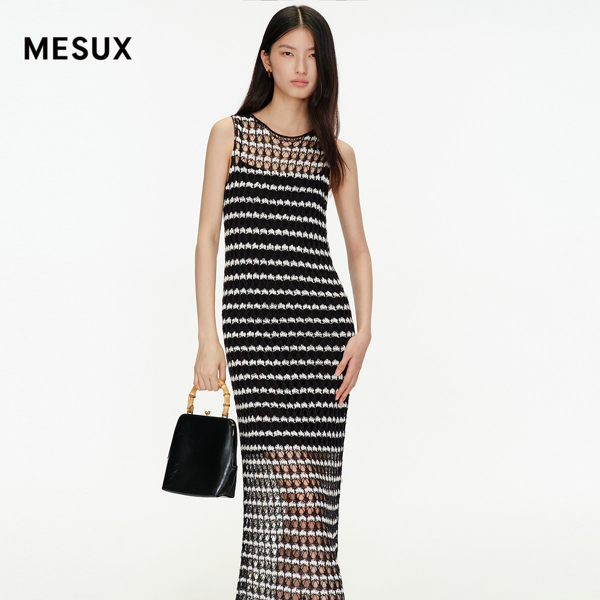 【林允同款】MESUX米岫夏镂空编织静奢珐琅针织连衣裙MNMUE602