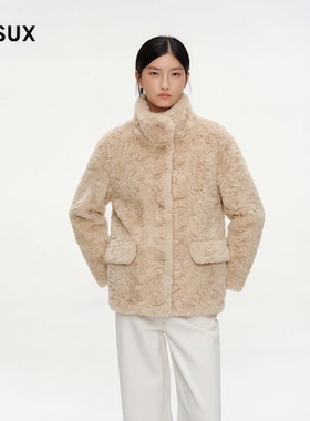 MESUX米岫25冬仿皮草质感数码提花直身毛呢外套MNWSH401