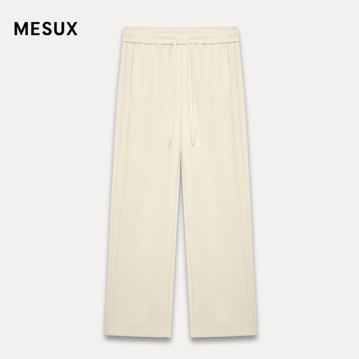MESUX米岫25冬含绵羊毛抽绳松紧腰直筒宽松软糯风休闲裤MNWSQ401