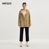 休闲宽松型中长款 MESUX米岫新品 女装 连帽风衣MMFUG302