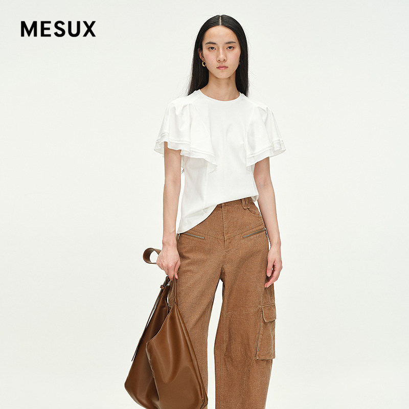 MESUX25高定立裁显瘦收腰波西米亚短袖T恤MNSUB302