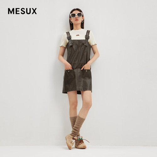 MESUX米岫新品女装圆领设计感甜美修身针织上衣MMFUD303