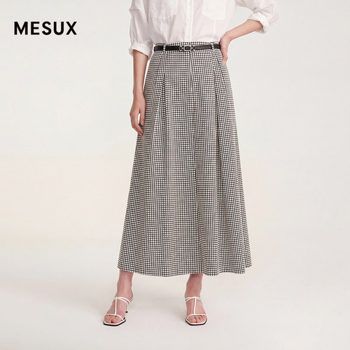 MESUX米岫26夏 高支干爽棉府绸 印花A字半身裙MOMPS403