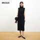 MESUX米岫新品 毛织金属装 饰黑色雕塑晚礼服内搭长裙MMWUE601