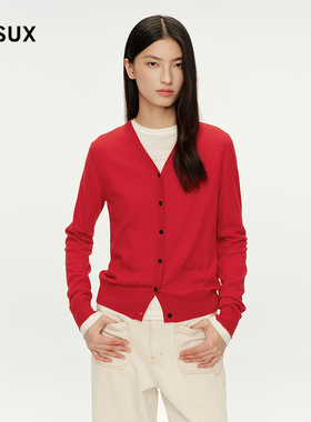 MESUX米岫25秋冬桑蚕丝羊毛治愈衫系列V领针织开衫上衣MNFUE517