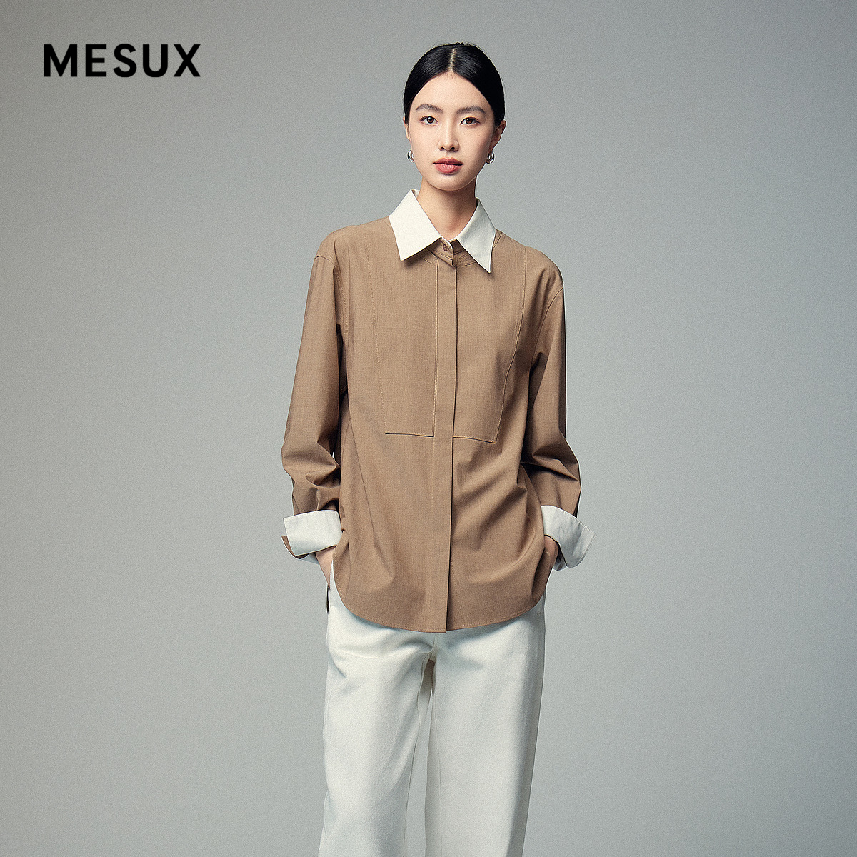 MESUX米岫可脱卸领衬衫女时尚