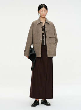 MESUX米岫25冬迪木尔风简约羊毛舒适翻领休闲衬衫外套MNWUC405