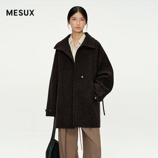 MESUX米岫25冬迪木尔风美丽诺羊毛中长款 毛呢大衣外套MNWUI201