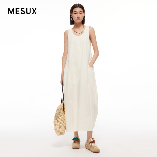 MESUX米岫新品女宽松无袖背心裙长款连衣裙MMMUO342
