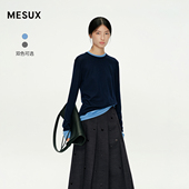 可机洗针织衫 MESUX米岫冬治愈衫 系列羊毛撞色假两件长袖 MNWUE425