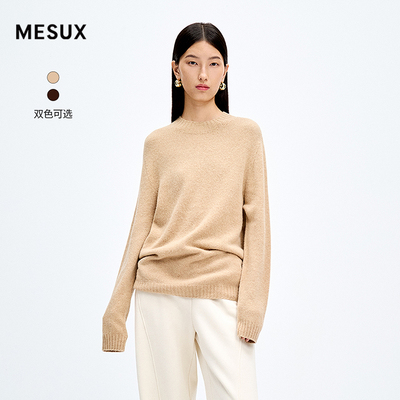 MESUX米岫牦牛绒半高领宽松IN简约毛衫针织衫毛衣女MMWUE430