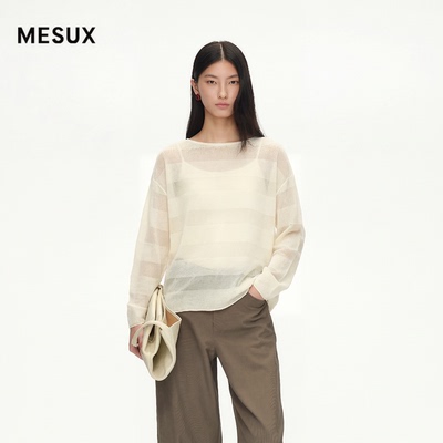 MEUX米岫2025长袖套头T恤针织衫