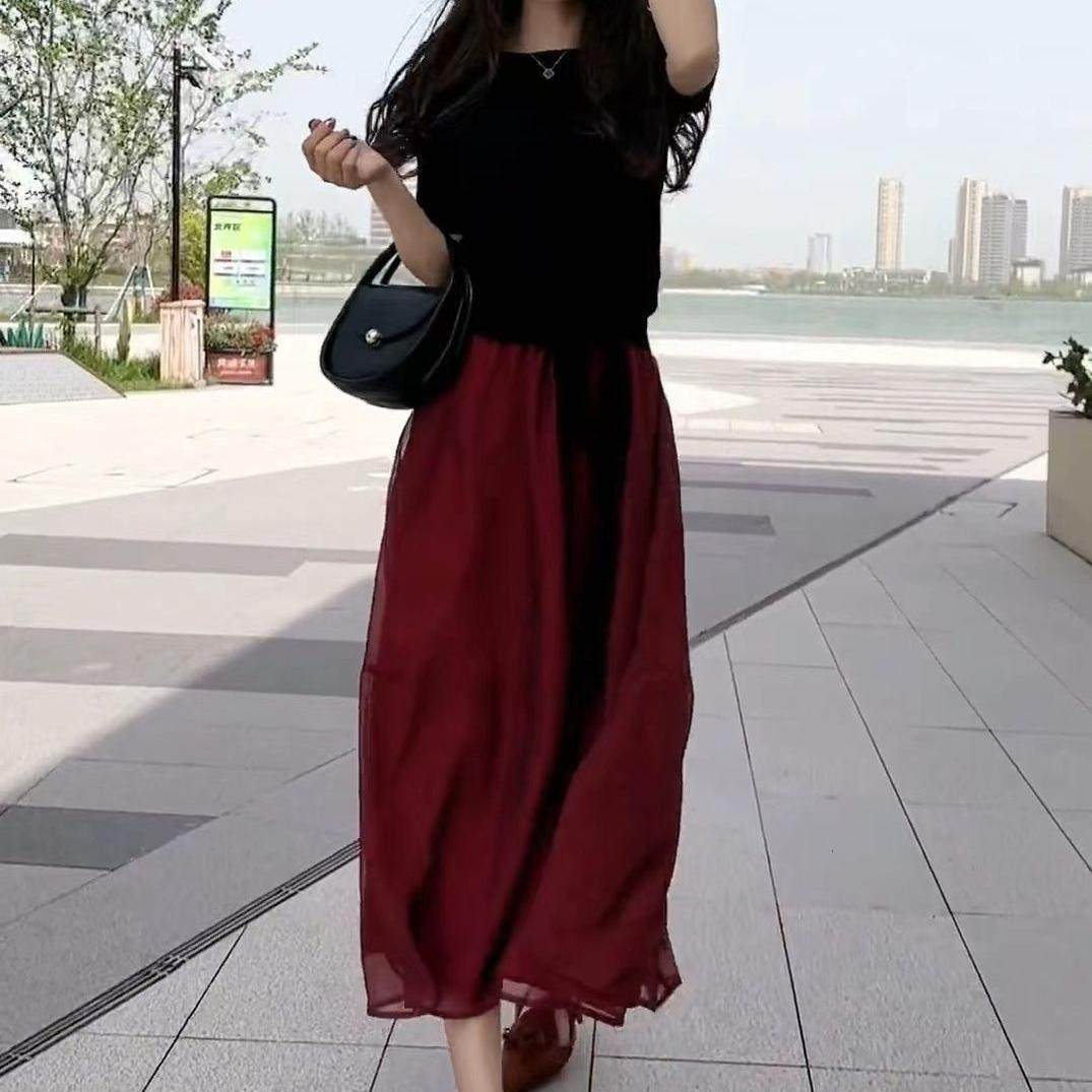 a字裙欧根纱半身裙女2025新款夏款小个子遮肉半裙a版纱裙子高级感