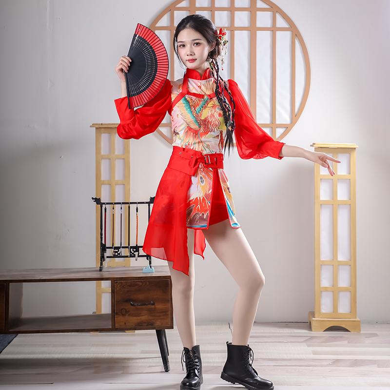 爵士舞演出服中国风年会复古表演服跳舞服装女团演出服打歌服套装
