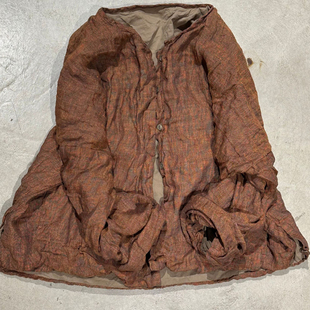 素年未央开叉原创设计新休闲宽松文艺色织亚麻双层复古女开衫外套