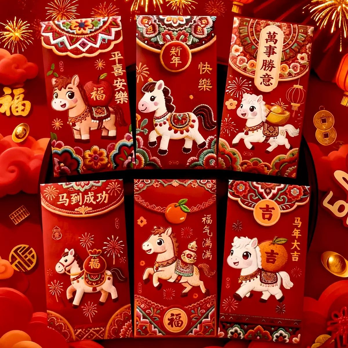 2026马年红包新款5D毛绒刺绣风格红包袋新年通用高档利是封