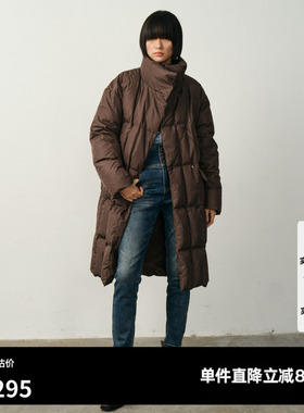 U/TI廓形收腰长款羽绒服女简约云感90白鸭绒外套尤缇2025冬季新款