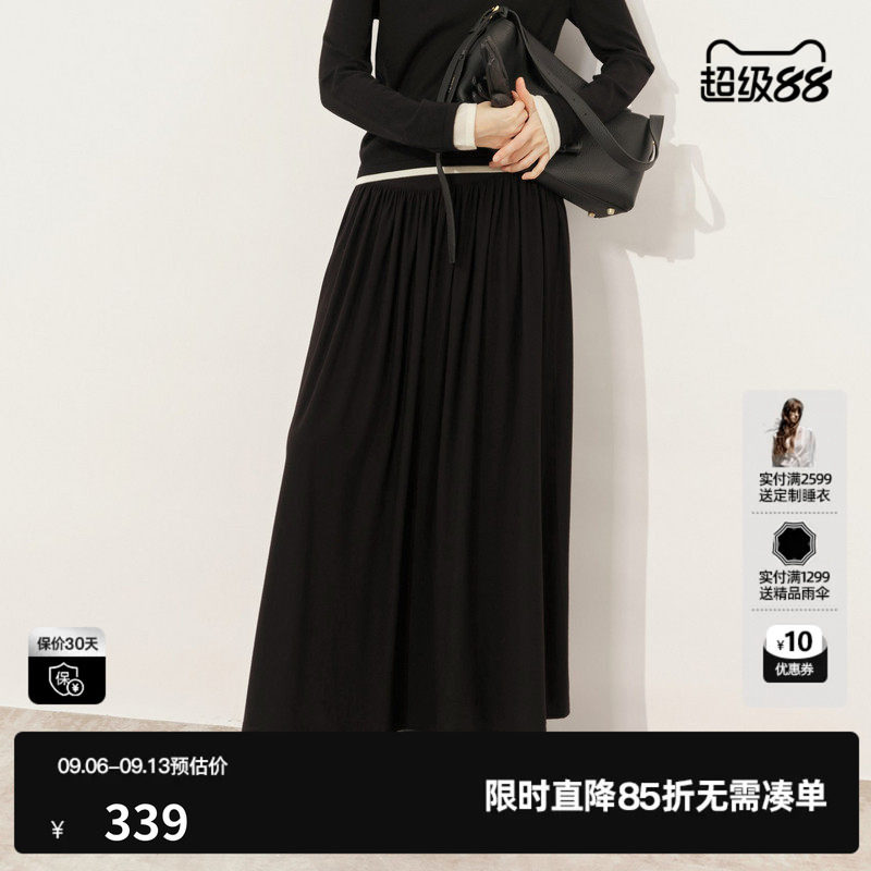 U/TI慵懒风百褶裙半裙女装气质垂感显瘦藏肉长裙尤缇2025冬季新款